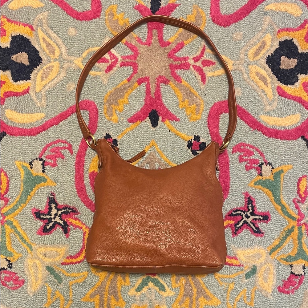 Stone Mountain Pebbled Leather Shoulder Bag in Cognac Brown